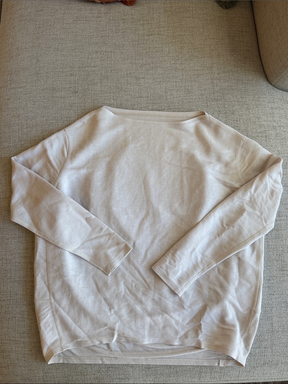 Lululemon Back in Action Organic Cotton Long Sleeve Shirt Cream Relaxed Fit